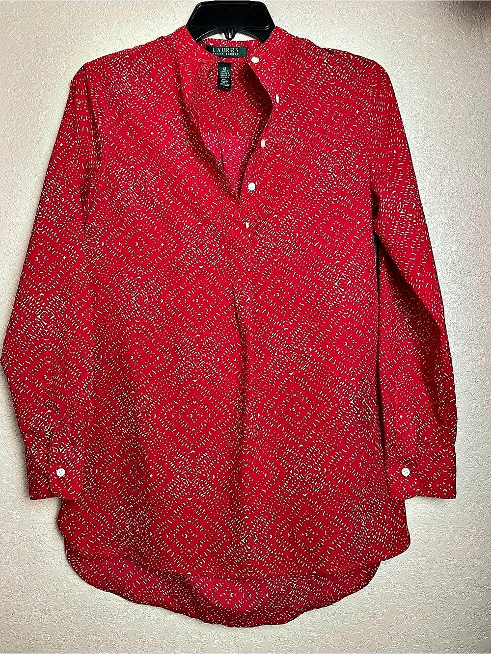 Lauren Ralph Lauren Geometric Button Down in Red Size XS Like New